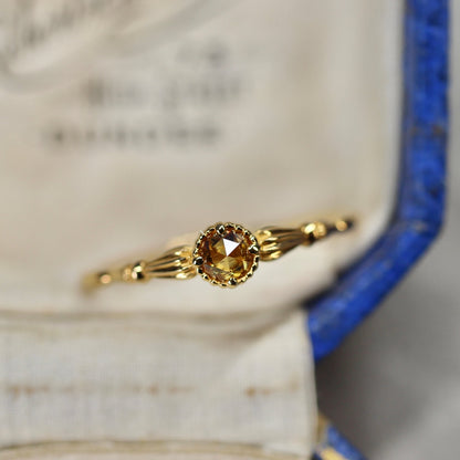 ローズカットブラウンダイヤモンド0.1ct K10YG ミルフレーム×アンティークアーム