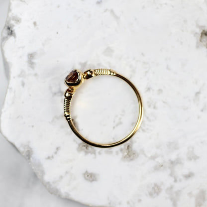 オレンジブラウンダイヤモンド 0.456ct K10YG ラウンドブリリアントカット ４本爪(立て爪)×ヘリンボーンアーム【MJ2837】