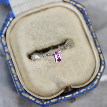 エメラルドカット パパラチアサファイア 0.202ct  3.9mm×2.4mm×1.3mm【MJ2581】