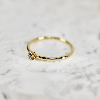 ブラウンダイヤモンド 0.135ct K10YG ラディアントカット 4本爪(立て爪)×プレーン(1mm)アーム【MJ2838】