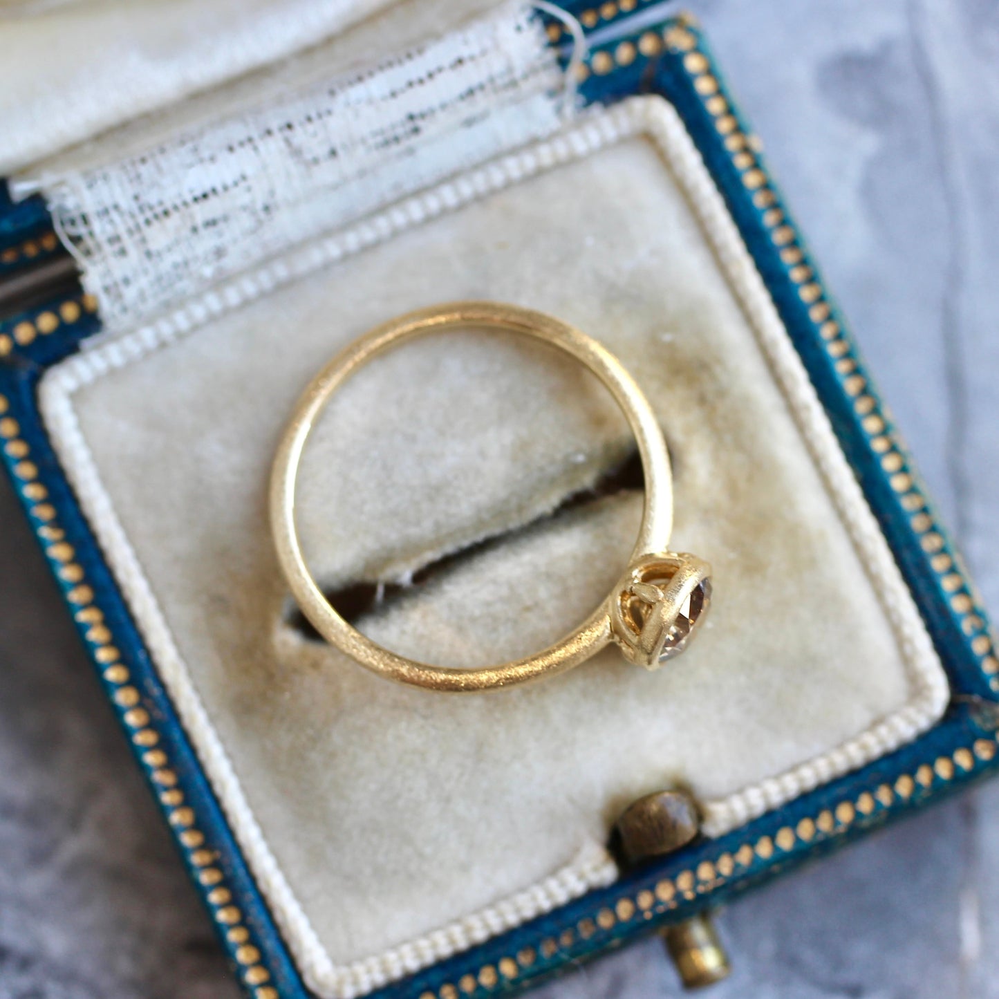 ブラウンダイヤモンド 0.52ct フクリン×プレーンマットアーム K18YG リング 【MJ2411】