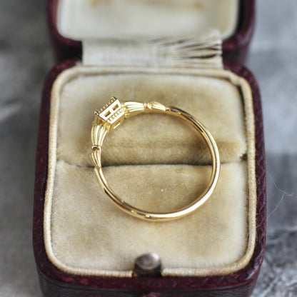 アヤナスピネル 3mm×3mm K18YG ミルフレーム×アンティークアーム リング 【MJ2407】