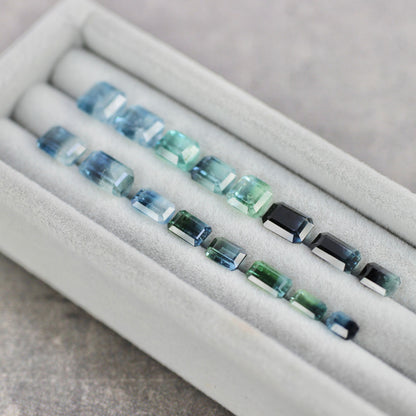 バイカラートルマリン 1.07ct エメラルドカット 7.0mm×4.9mm×3.1mm【MJ2773】