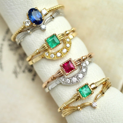 トラペゾイドリング ダイヤモンド 0.07ct VSクラス 【MJ2500】