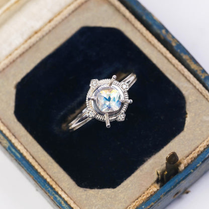 アンデシンラブラドライト 0.53ct クッションミックスカット 5.1mm×5.0mm×3.6mm レインボームーンストーン【MJ2868】