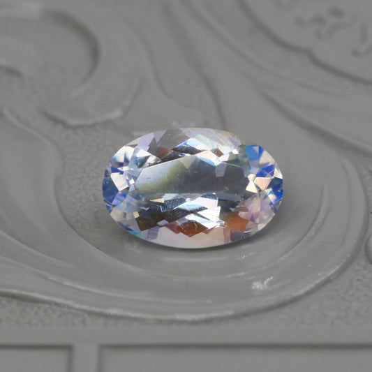 アンデシンラブラドライト 0.87ct オーバルカット 7.9mm×5.4mm×3.5mm レインボームーンストーン【MJ2866】