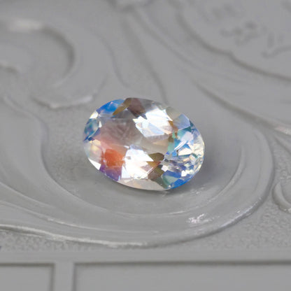 アンデシンラブラドライト 0.87ct オーバルカット 7.9mm×5.4mm×3.5mm レインボームーンストーン【MJ2866】