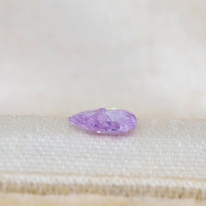 パープリッシュピンクダイヤモンド 0.076ct ペアシェイプカット 3.8mm×2.6mm×0.9mm ソーティング付き【MJ3035】