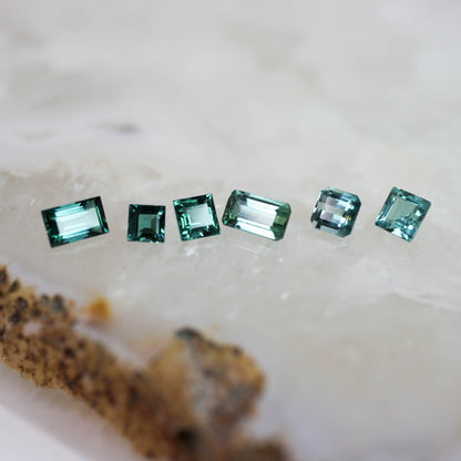 ラグーントルマリン 0.51ct スクエアカット 3.6mm×5.9mm×2.8mm【MJ3123】