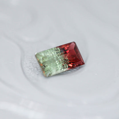 バイカラートルマリン 0.28ct スクエアカット 5.2mm×2.8mm×2.0mm【MJ3136】