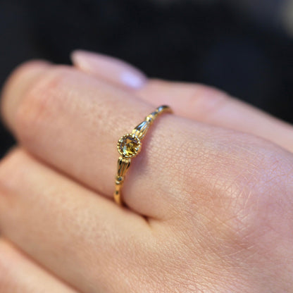 ローズカットブラウンダイヤモンド0.1ct K10YG ミルフレーム×アンティークアーム