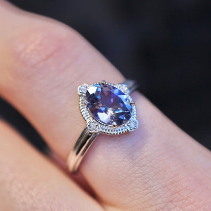 バイカラータンザナイト 1.22ct ダイヤモンド0.02ct Pt900 プラチナ トゥルース×グルーヴアーム