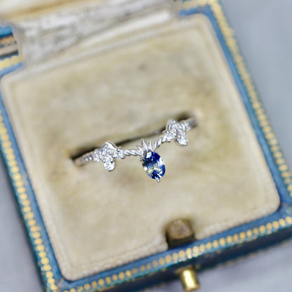 バイカラーサファイア 0.19ct オーバルカット 4.1mm×2.1mm×3.1mm【MJ2557】