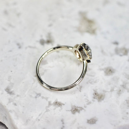 グレイッシュブルートルマリン 1.23ct ダイヤモンド 0.02ct K10WG コンケーブカット トゥルース×グルーヴアーム