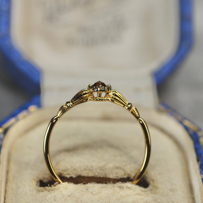 ローズカットブラウンダイヤモンド0.1ct K10YG ミルフレーム×アンティークアーム