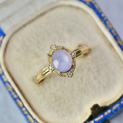 成長線入りスターサファイア 1.52ct カボションカット 7.1mm×6.2mm×3.6mm【MJ2934】