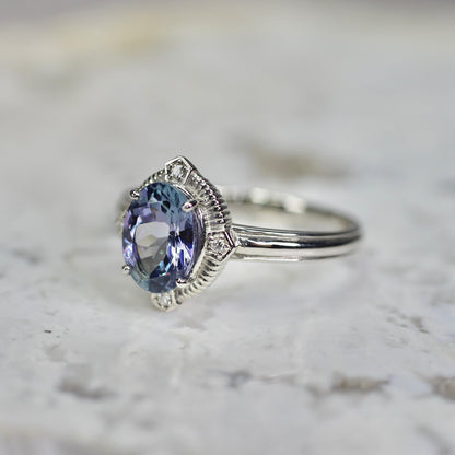 バイカラータンザナイト 1.22ct ダイヤモンド0.02ct Pt900 プラチナ トゥルース×グルーヴアーム