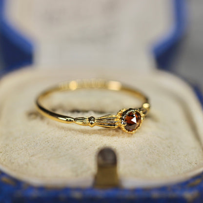 ローズカットブラウンダイヤモンド0.1ct K10YG ミルフレーム×アンティークアーム