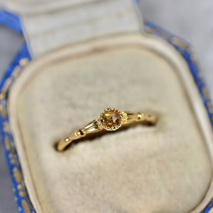 ローズカットブラウンダイヤモンド0.1ct K10YG ミルフレーム×アンティークアーム