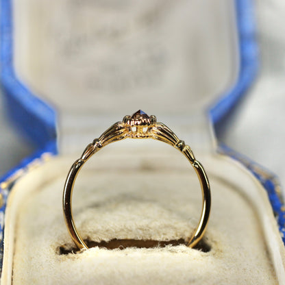 ローズカットブラウンダイヤモンド0.1ct K10YG ミルフレーム×アンティークアーム