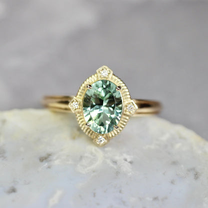 ミントブルートルマリン 1.16ct ダイヤモンド 0.02ct K10YG コンケーブカット トゥルース×グルーヴアーム