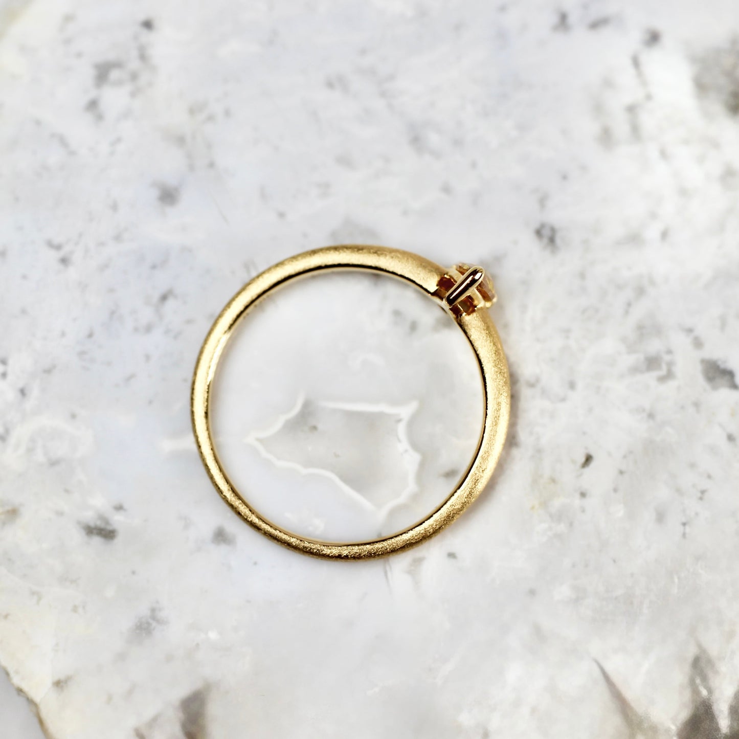 オレンジブラウンダイヤモンド 0.185ct K10YG ペアシェイプローズカット 爪留め(プレーン)×プレーンアーム(マット)【MJ2835】