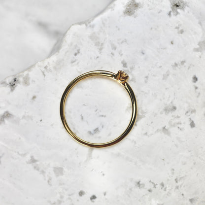 ブラウンダイヤモンド 0.135ct K10YG ラディアントカット 4本爪(立て爪)×プレーン(1mm)アーム【MJ2838】