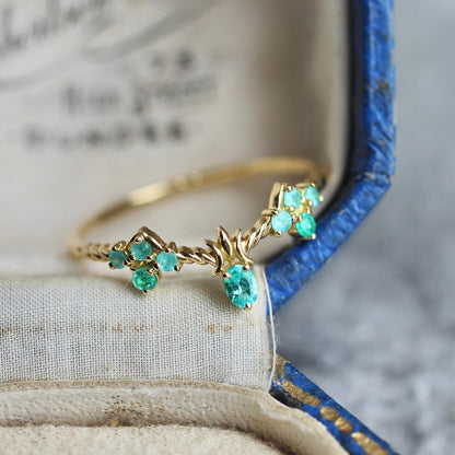 パライバトルマリン0.04ct/0.10ct K18YG レスピレーションリング 【MJ2457】