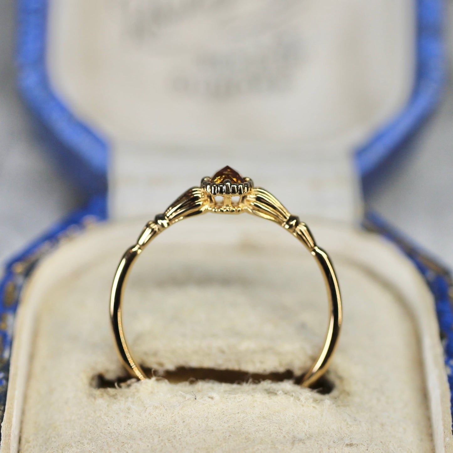 ローズカットブラウンダイヤモンド0.1ct K10YG ミルフレーム×アンティークアーム