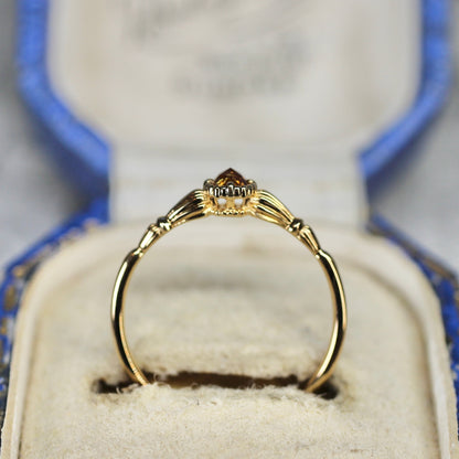 ローズカットブラウンダイヤモンド0.1ct K10YG ミルフレーム×アンティークアーム