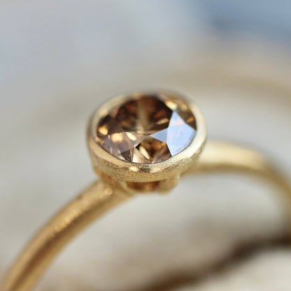 ブラウンダイヤモンド 0.52ct フクリン×プレーンマットアーム K18YG リング 【MJ2411】