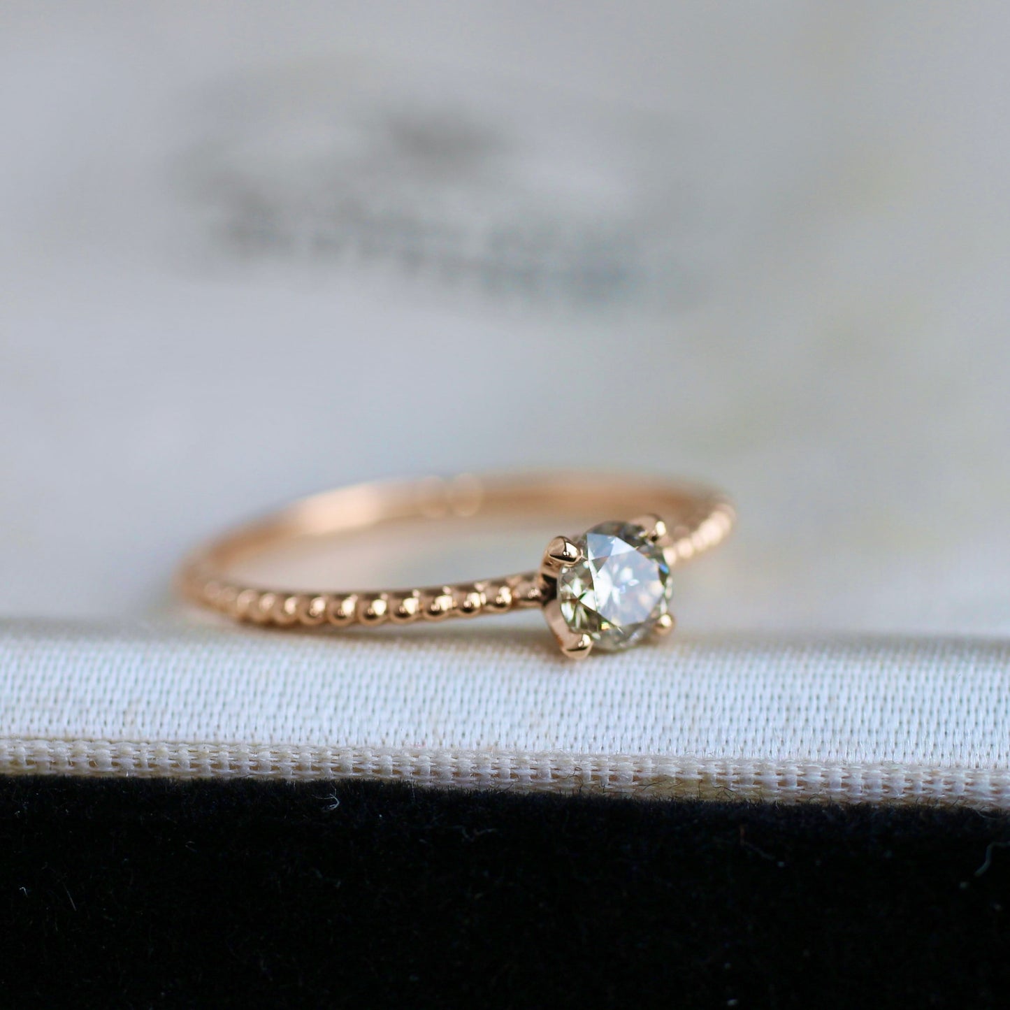 ブラウンダイヤモンド0.3ct 4本爪×ドットアーム K18PG リング 【MJ2403】