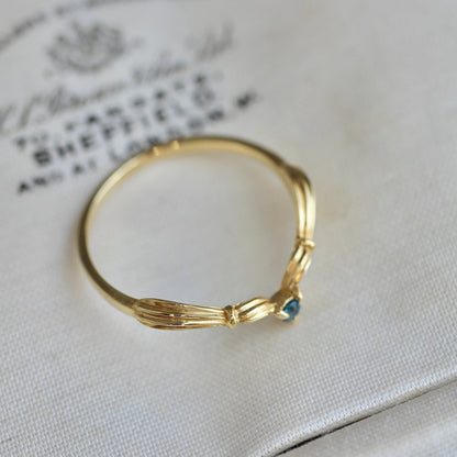 コバルトガーナイト 0.05ct アンティークVリング K18YG 【MJ2406】