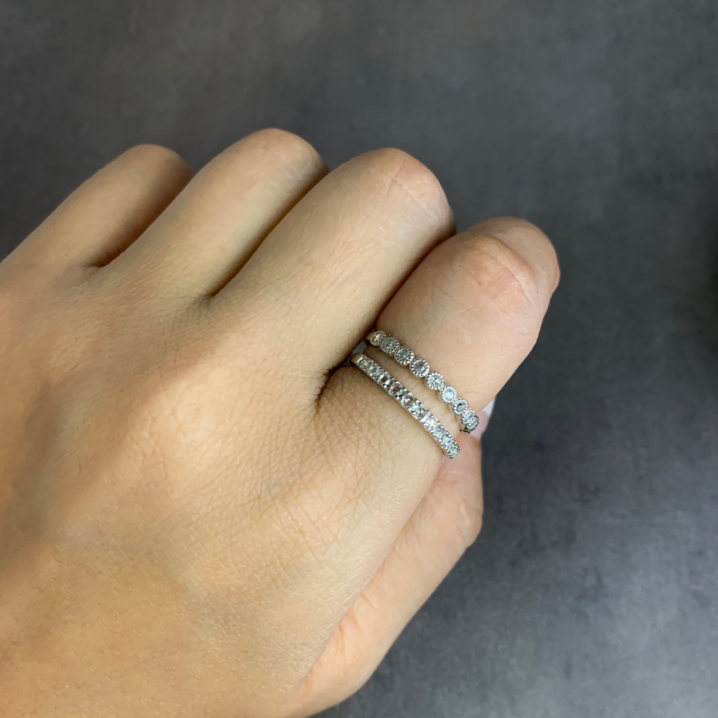 【数量・期間限定 特別価格】 18金 プラチナ ローズカットダイヤモンド ハーフエタニティリング 0.16ct K18YG K18PG Pt900 爪留め【MJ2962】