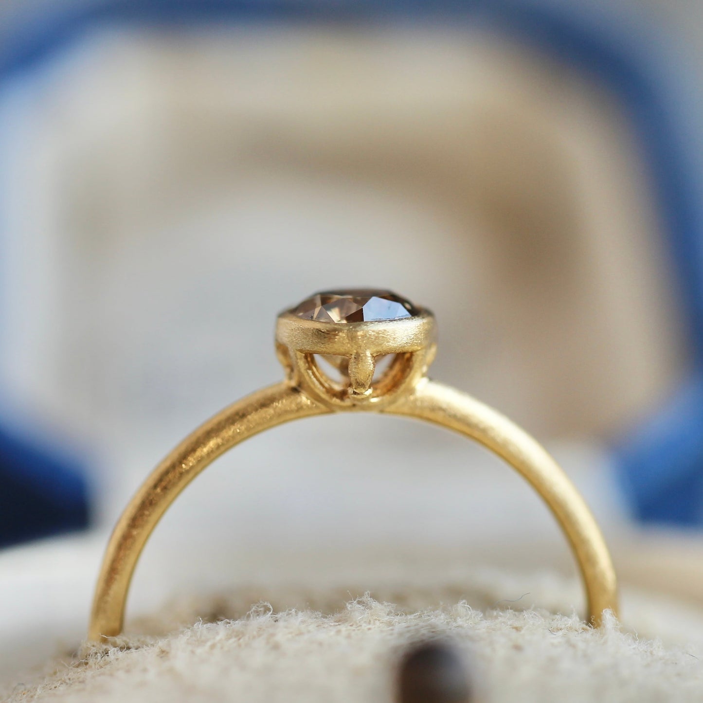 ブラウンダイヤモンド 0.52ct フクリン×プレーンマットアーム K18YG リング 【MJ2411】