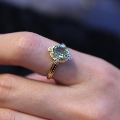 ミントブルートルマリン 1.16ct ダイヤモンド 0.02ct K10YG コンケーブカット トゥルース×グルーヴアーム