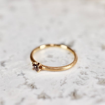 ピンクブラウンダイヤモンド 0.17ct K18PG クッションカット ４本爪(立て爪)×プレーンアーム(マット)
【MJ2836】