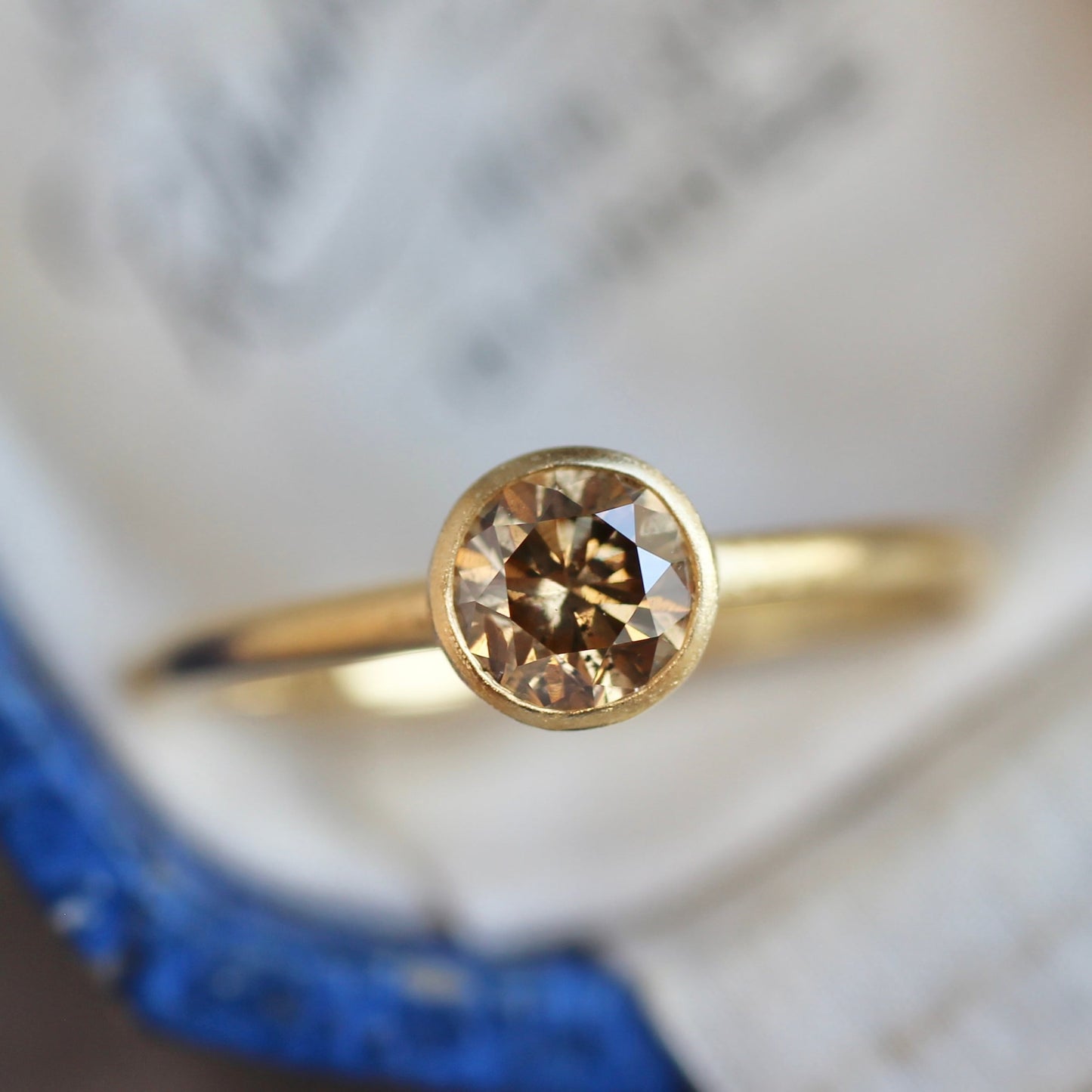 ブラウンダイヤモンド 0.52ct フクリン×プレーンマットアーム K18YG リング 【MJ2411】