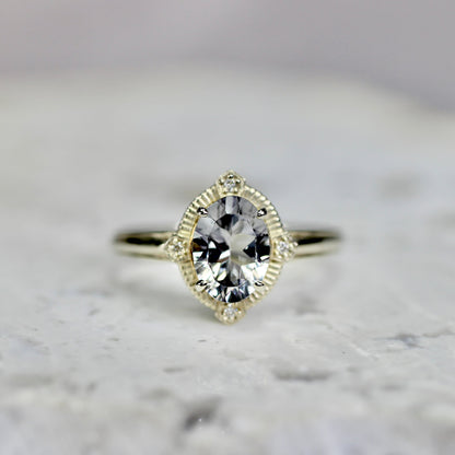 グレイッシュブルートルマリン 1.23ct ダイヤモンド 0.02ct K10WG コンケーブカット トゥルース×グルーヴアーム