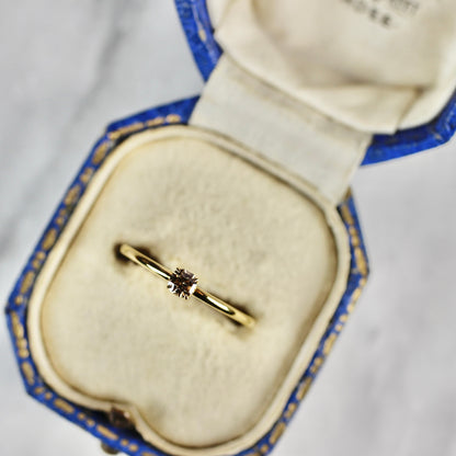 ブラウンダイヤモンド 0.135ct K10YG ラディアントカット 4本爪(立て爪)×プレーン(1mm)アーム【MJ2838】