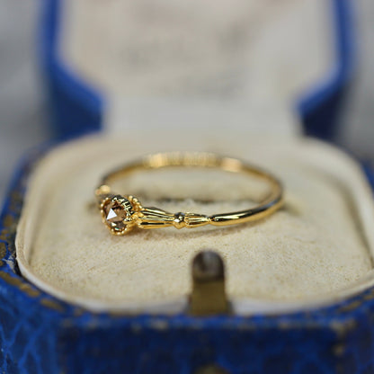 ローズカットブラウンダイヤモンド0.1ct K10YG ミルフレーム×アンティークアーム