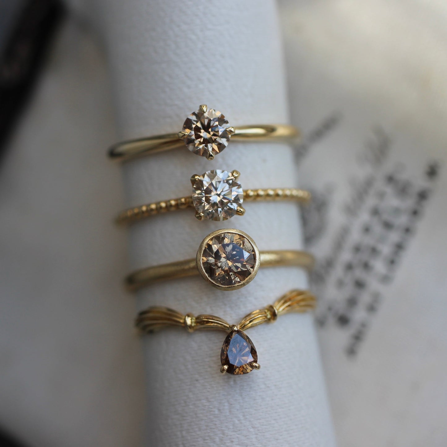 ブラウンダイヤモンド 0.52ct フクリン×プレーンマットアーム K18YG リング 【MJ2411】