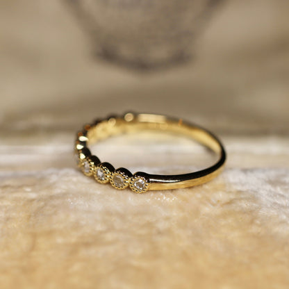 【Golden Gratitude Campaign】Half Eternity Rose Cut Diamond Ring | ミルフレーム ハーフエタニティ ローズカットダイヤモンド 0.13ct K18 Pt900【MJ2962】