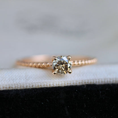 ブラウンダイヤモンド0.3ct 4本爪×ドットアーム K18PG リング 【MJ2403】