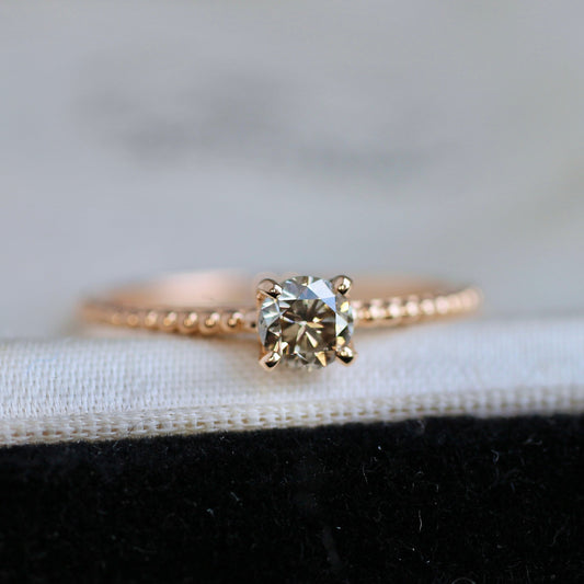 ブラウンダイヤモンド0.3ct 4本爪×ドットアーム K18PG リング 【MJ2403】