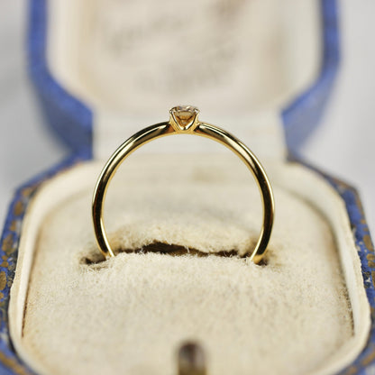 ブラウンダイヤモンド 0.135ct K10YG ラディアントカット 4本爪(立て爪)×プレーン(1mm)アーム【MJ2838】