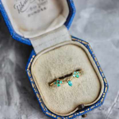 パライバトルマリン0.04ct/0.10ct K18YG レスピレーションリング 【MJ2457】