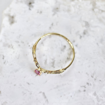 パパラチアサファイア 0.151ct ペアシェイプカット K18YG 3本爪×アンティークVアーム【MJ2847】