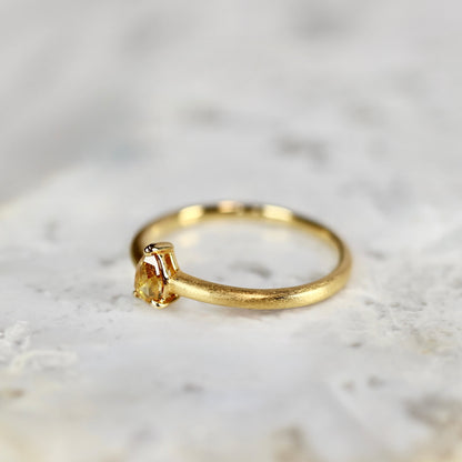 オレンジブラウンダイヤモンド 0.185ct K10YG ペアシェイプローズカット 爪留め(プレーン)×プレーンアーム(マット)【MJ2835】