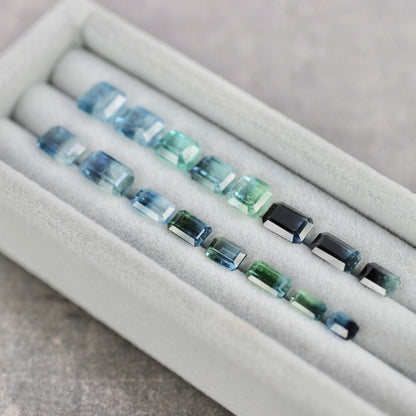 バイカラートルマリン 0.29ct エメラルドカット 4.8mm×2.7mm×2.3mm【MJ2779】